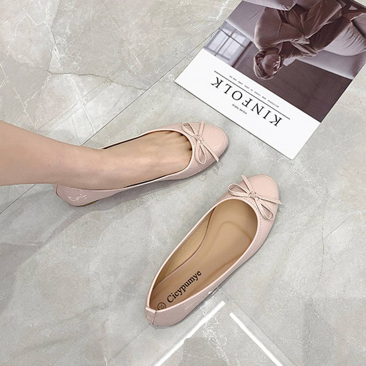FLAT BOTTOM SOFT LEATHER BOW CASUAL WOMEN SHOES