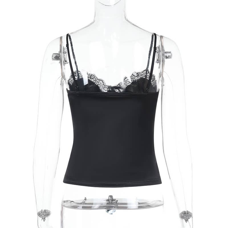 Sexy Lace-Panel Backless Tank Top