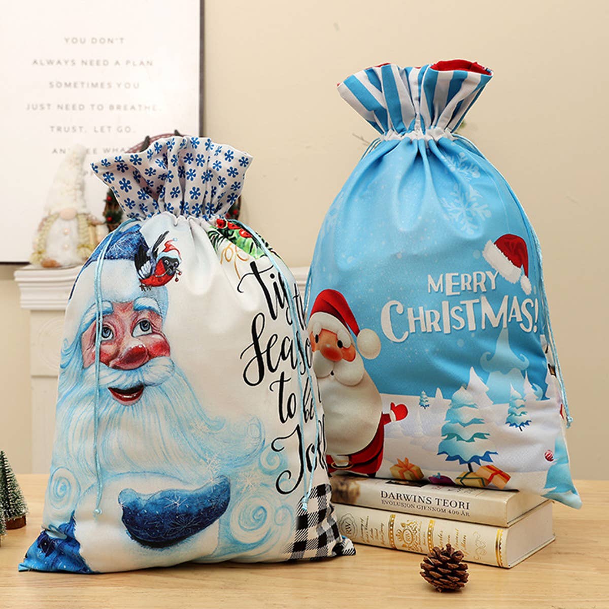 CWMM9413_CHRISTMAS CARTOON PRINT DRAWSTRING GIFT BAG