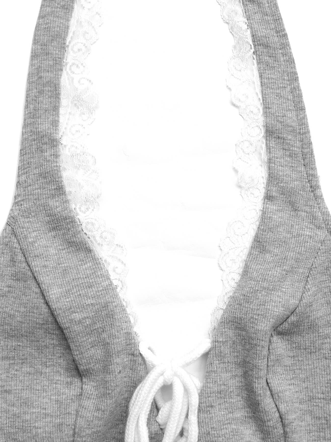 Lace-up short skirt halter top two-piece set