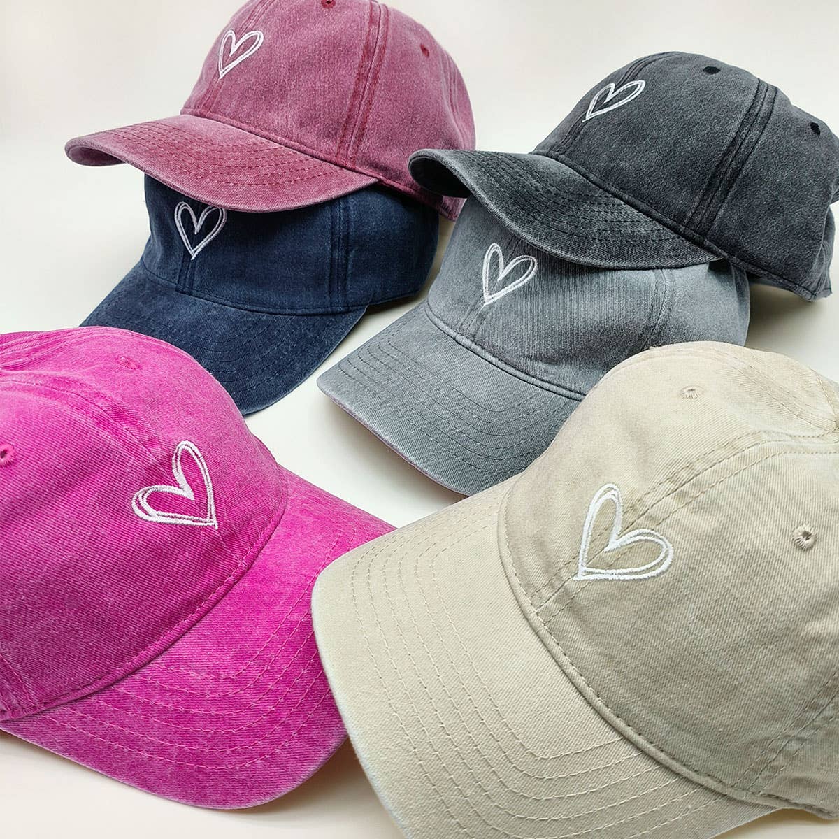 Spring Summer Wash Heart Baseball Cap, Sun Hat CWAH0012