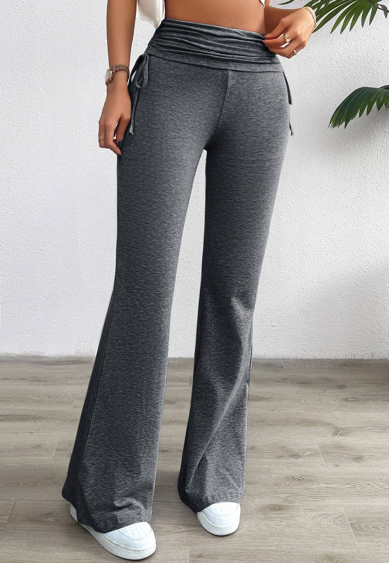 COMFORTABLE CASUAL SOLID COLOR SLIM PLEATED PANTS