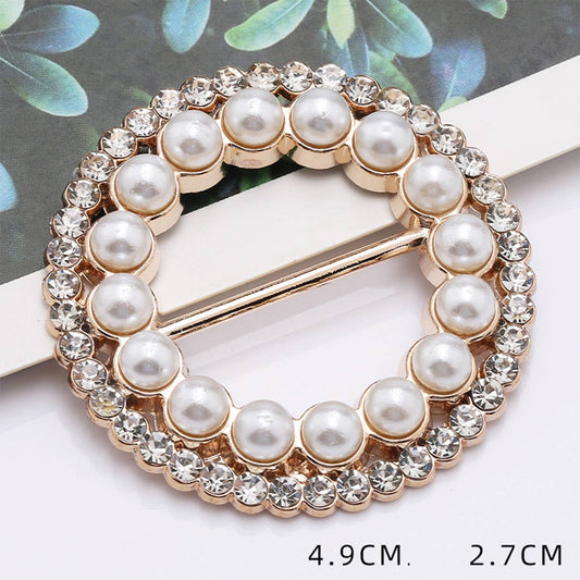 HOOP PEARL DIAMOND CORNER BUTTON SCARF RING