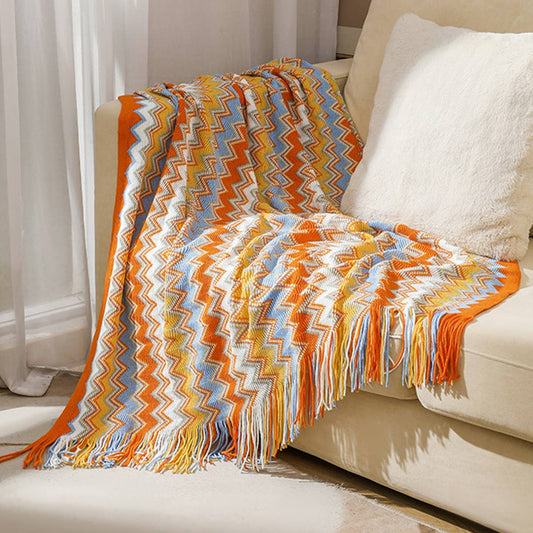 KNITTED STRIPED SOFA BLANKET BLANKET