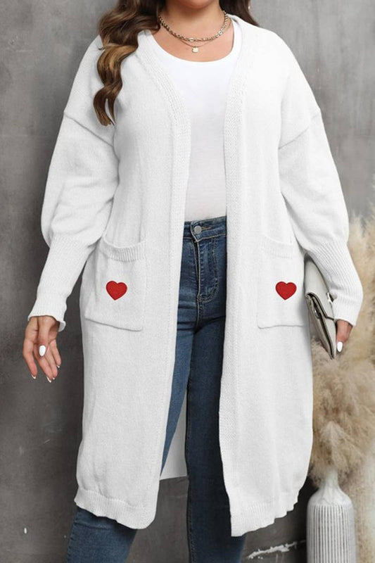 CWOSWL1578_PLUS Size Open Front Long Sleeve Cardigan Sweater
