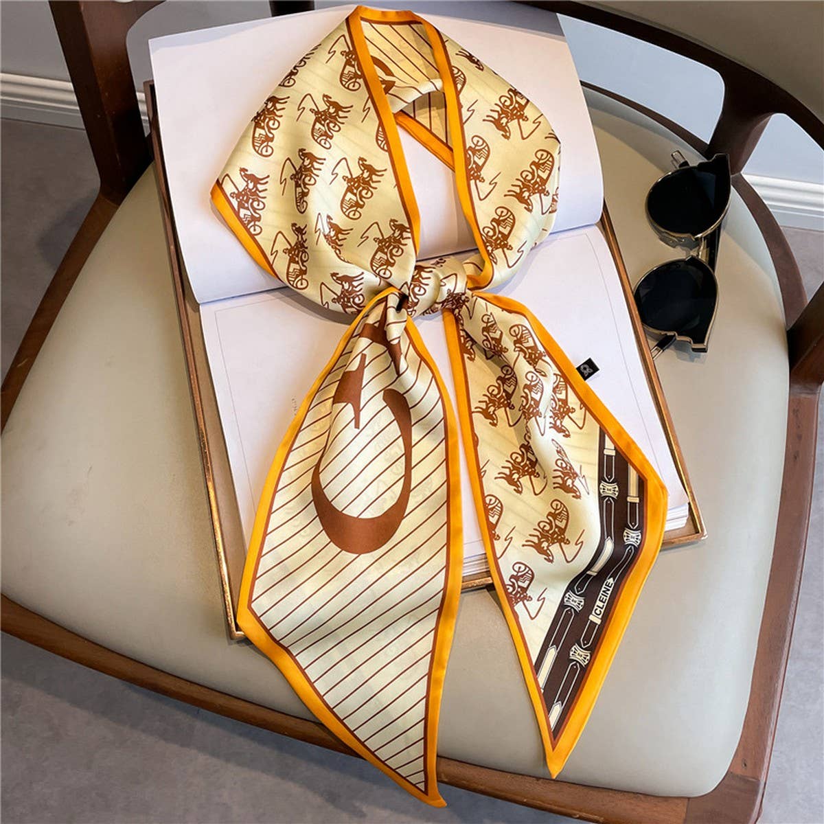 Skinny Silk Scarf for Hair, Neck or Bag Wrap_CWASC1512🎗️