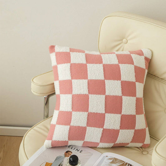 PLAID SIMPLE STYLE KNITTED PILLOW CAR CUSHION_CWMM2375