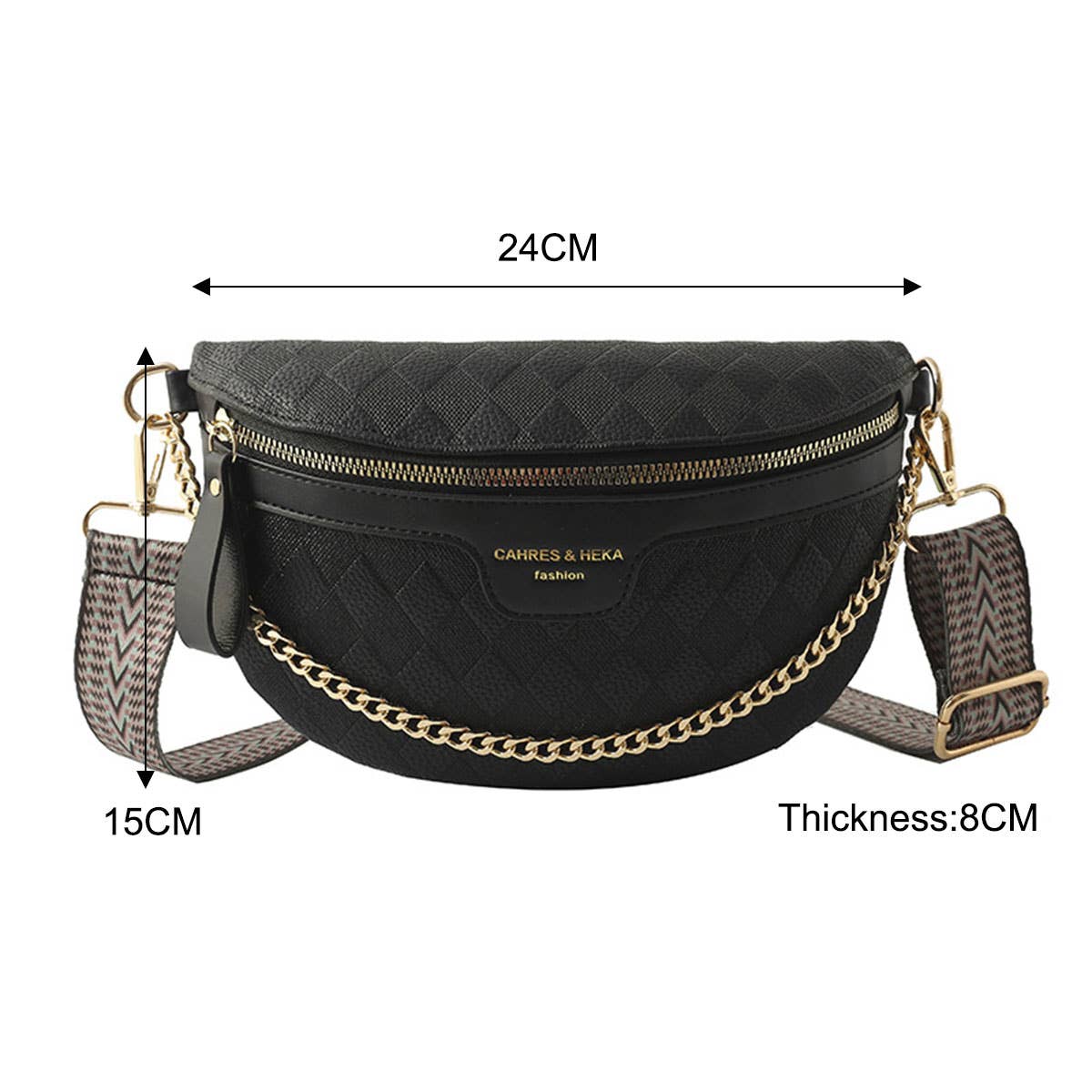 Checkered Chain Strap PU Crossbody Chest Bag_CWAB0911