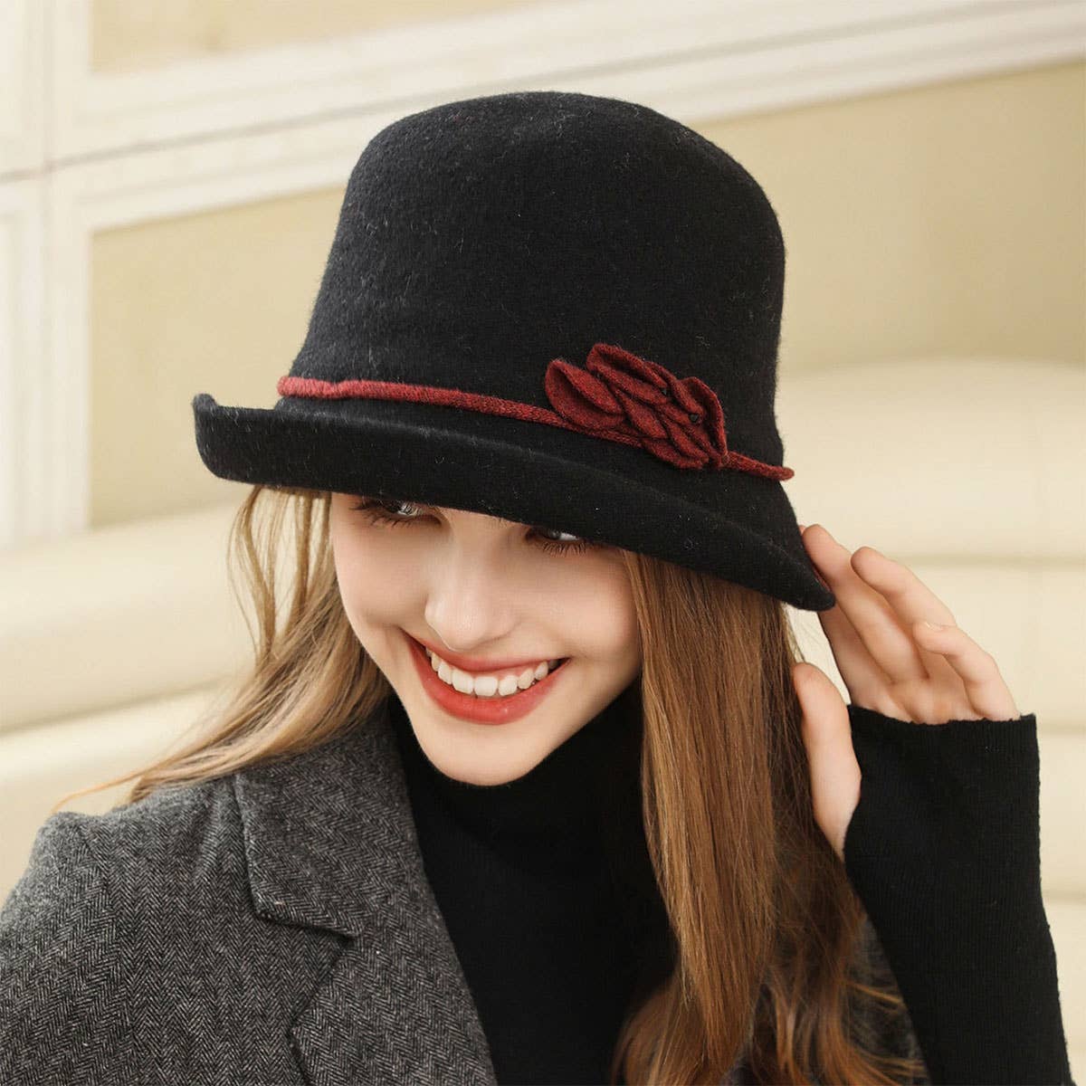 VINTAGE STYLE WIDE BRIMMED FEDORA HAT_CWAH1976