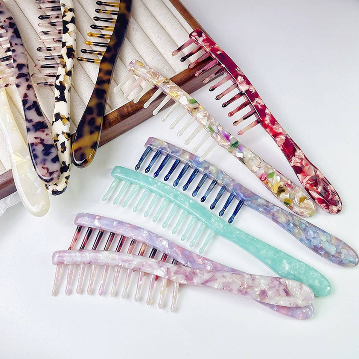 Vintage Wide Tooth Acetate Comb for Curly Hair