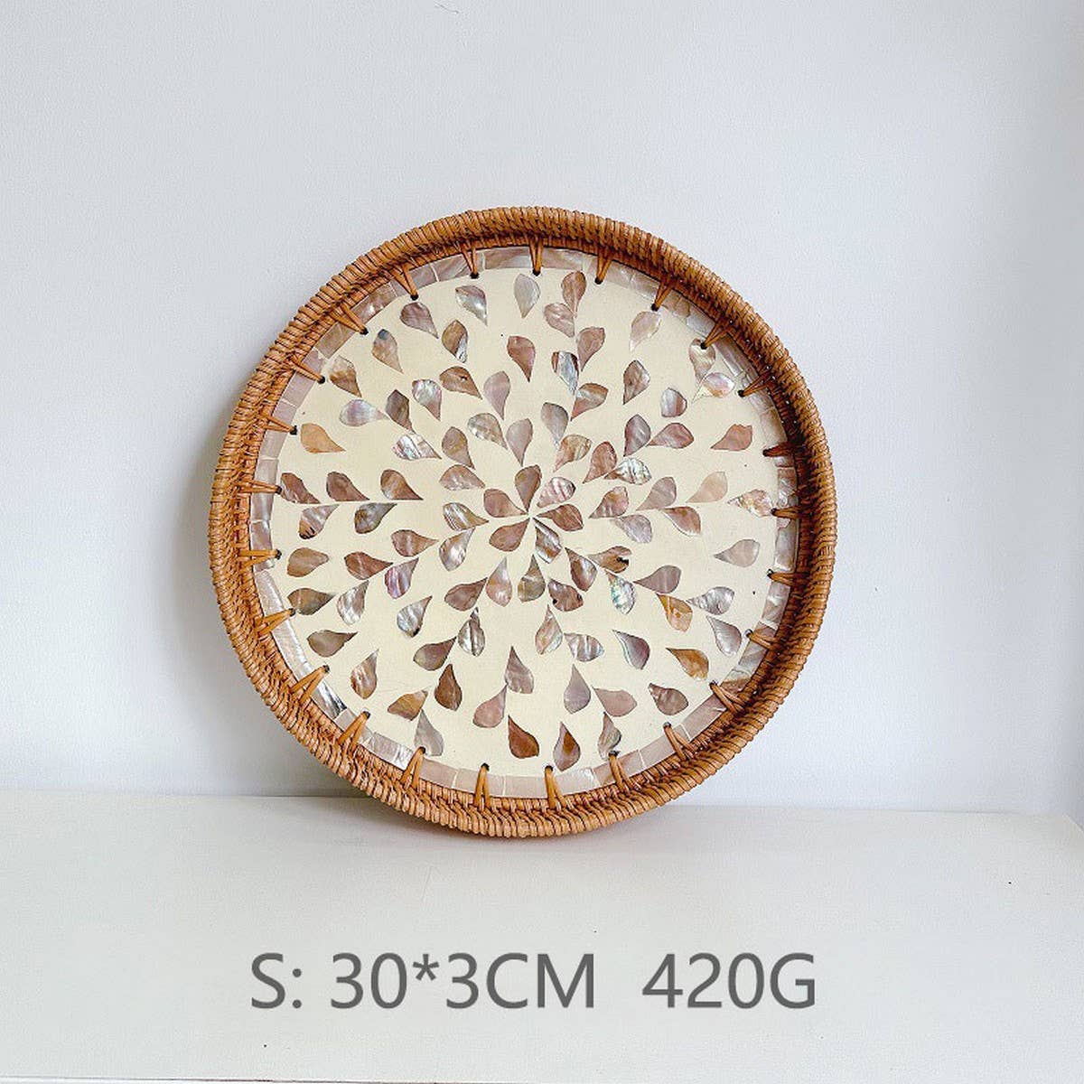 RATTAN FRUIT PLATE TEA ROOM SHELLBASKET ROUND PLATE_CWMM4495