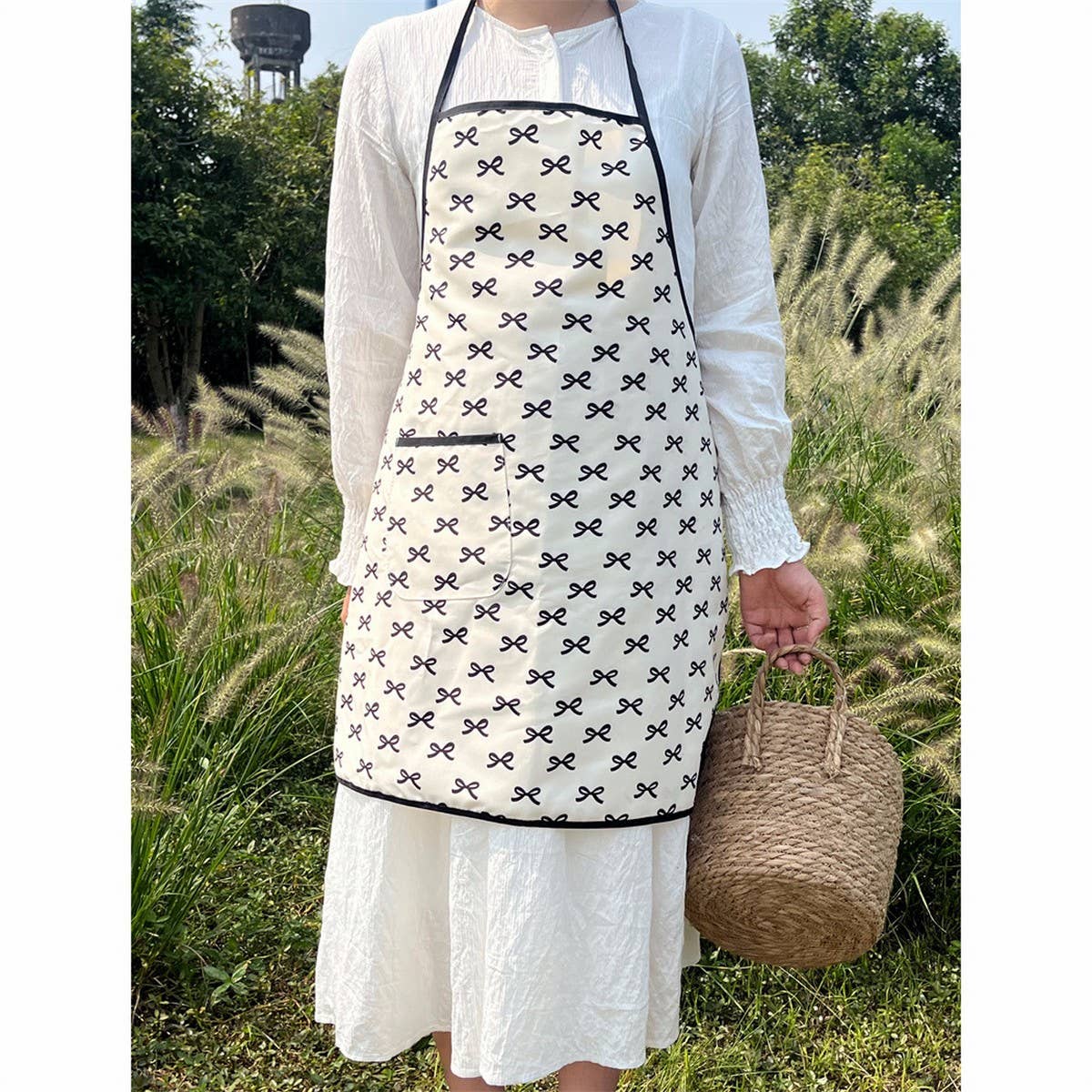 BOWKNOT FULL BODY WATERPROOF AND OIL-PROOF APRON_CWMM5839