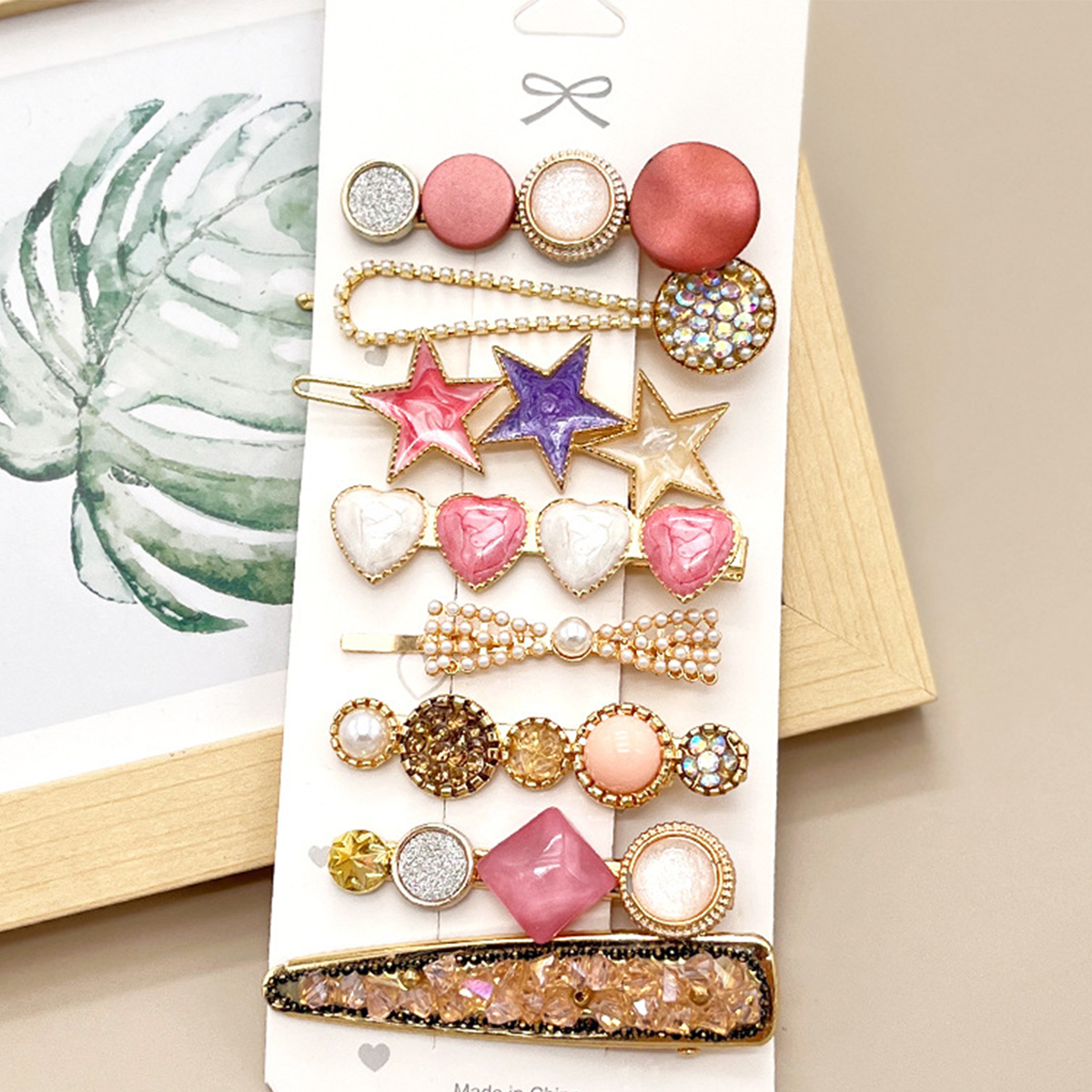 Rhinestone Pearl Hair Clip Set - Elegant Side Pin _CWAHA0159