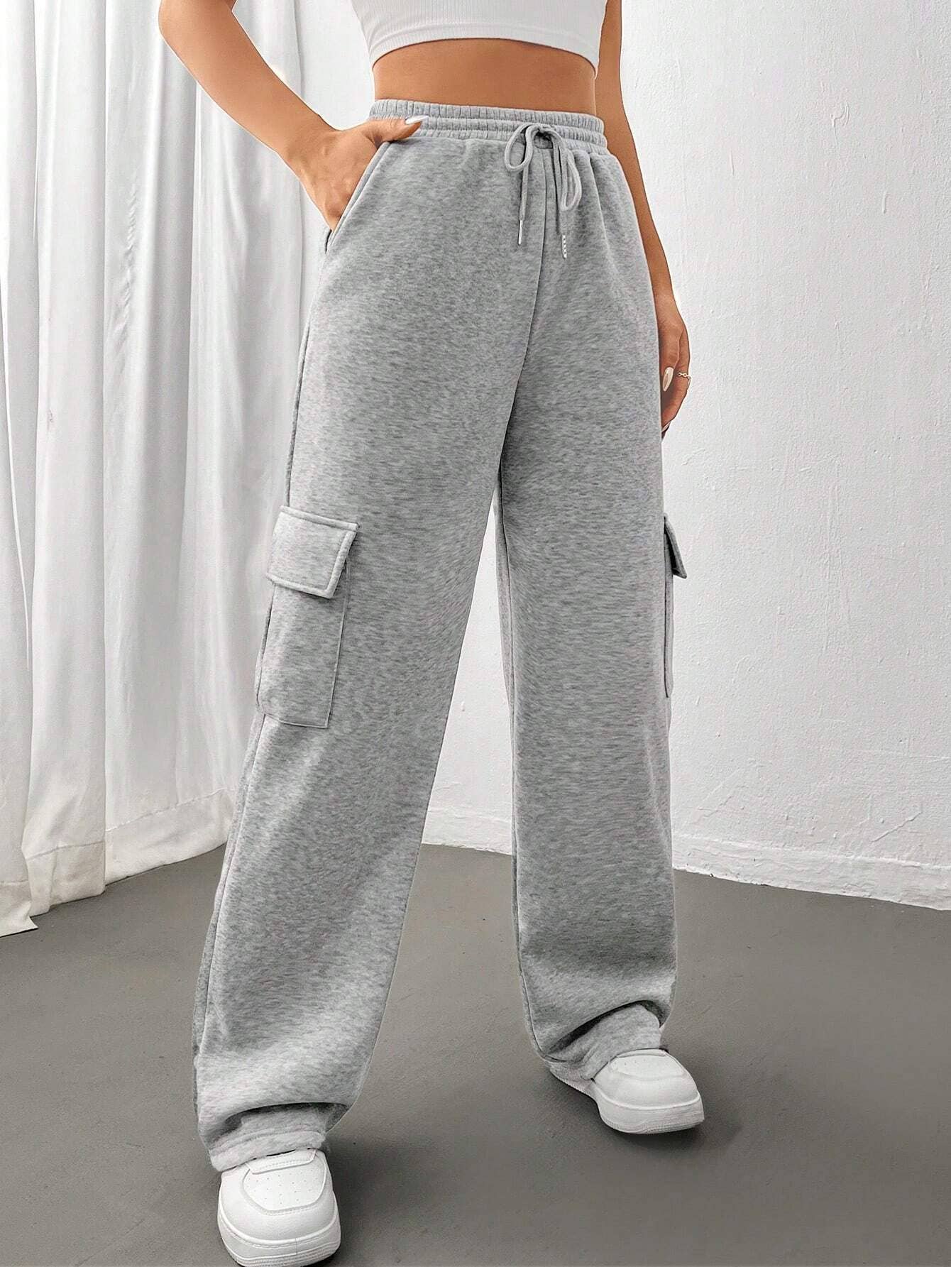 STRAIGHT-LEG HIGH-WAISTED SOLID-COLOR SWEATPANTS