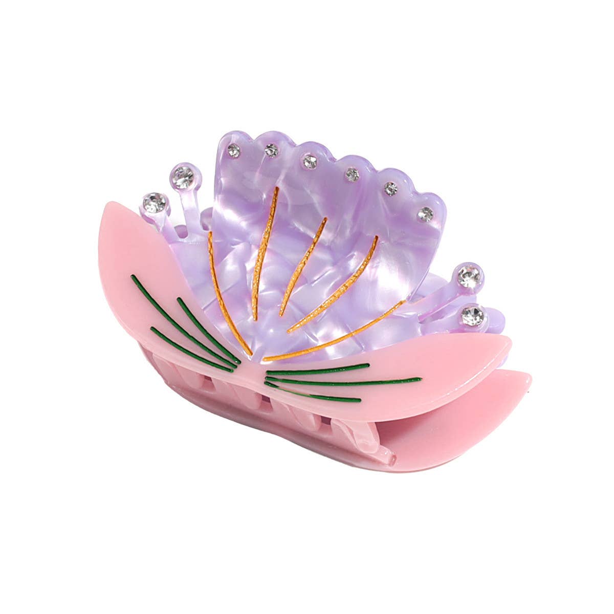 Elegant Rhinestone Lotus Flower Hair Claw, Casual