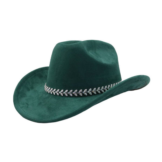 Western Ethnic Suede Cowboy Fedora Jazz Hat_CWAH04447