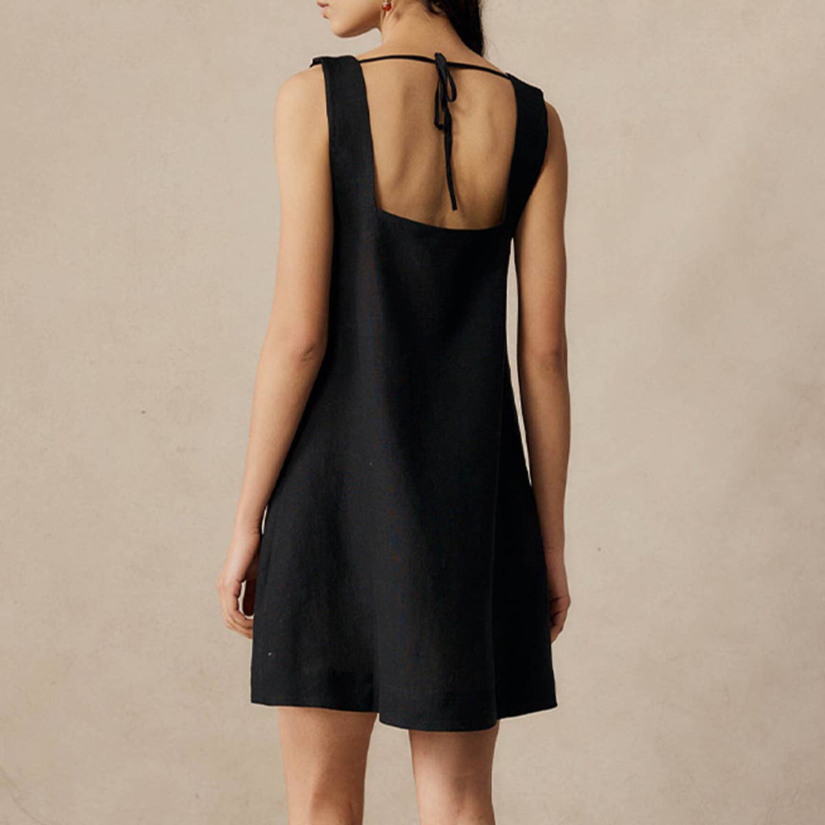 SQUARE COLLAR STYLE WIDE STRAP DRESS