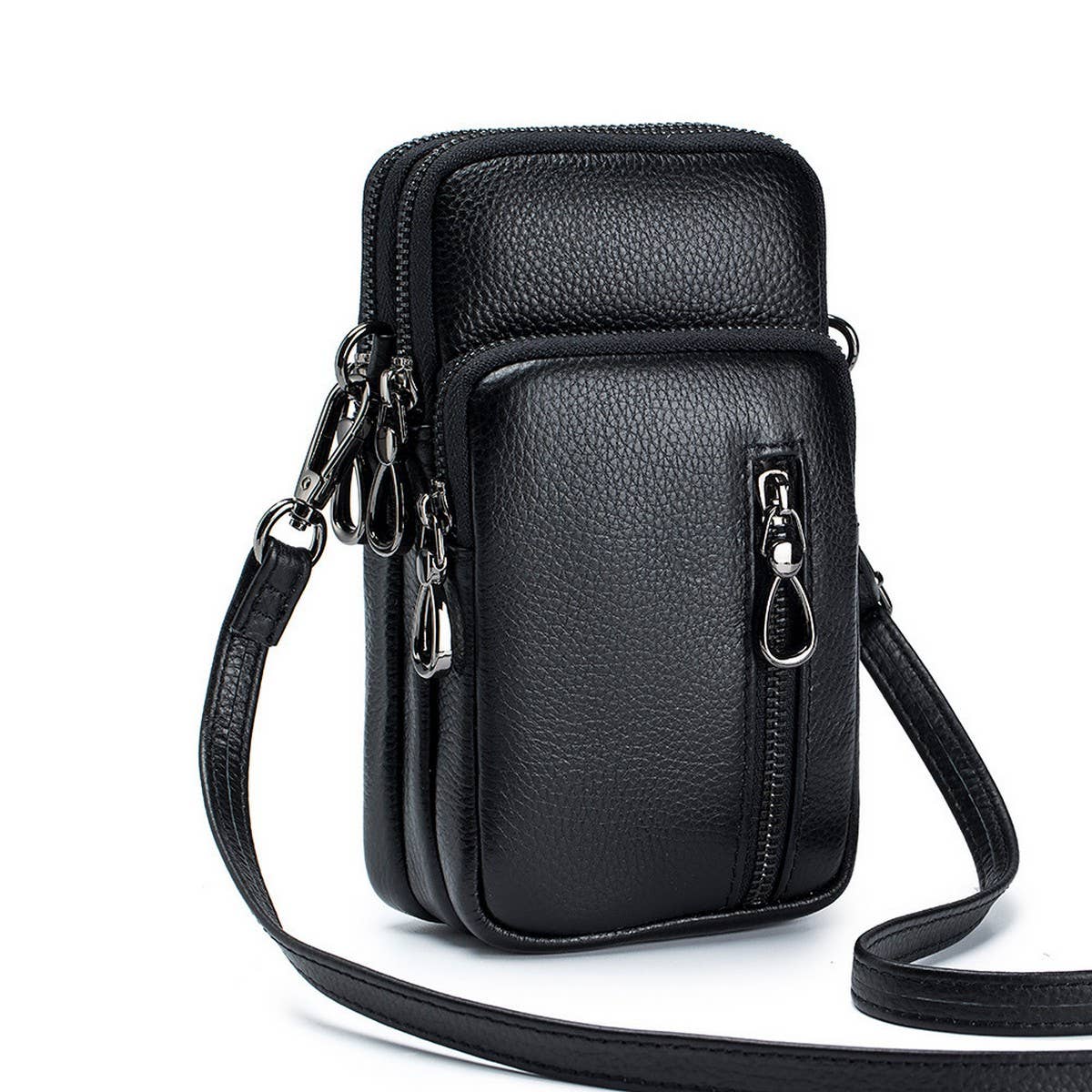 Stylish Leather Multi-Zip Handbag_CUAB00371