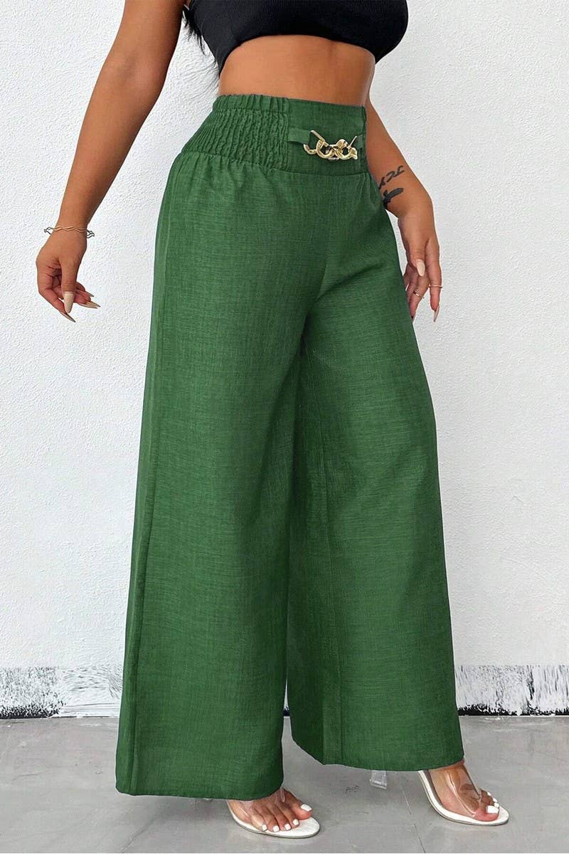 CWBLP1887_VINTAGE HIGH WAIST ELASTICATED WIDE LEG TROUSERS