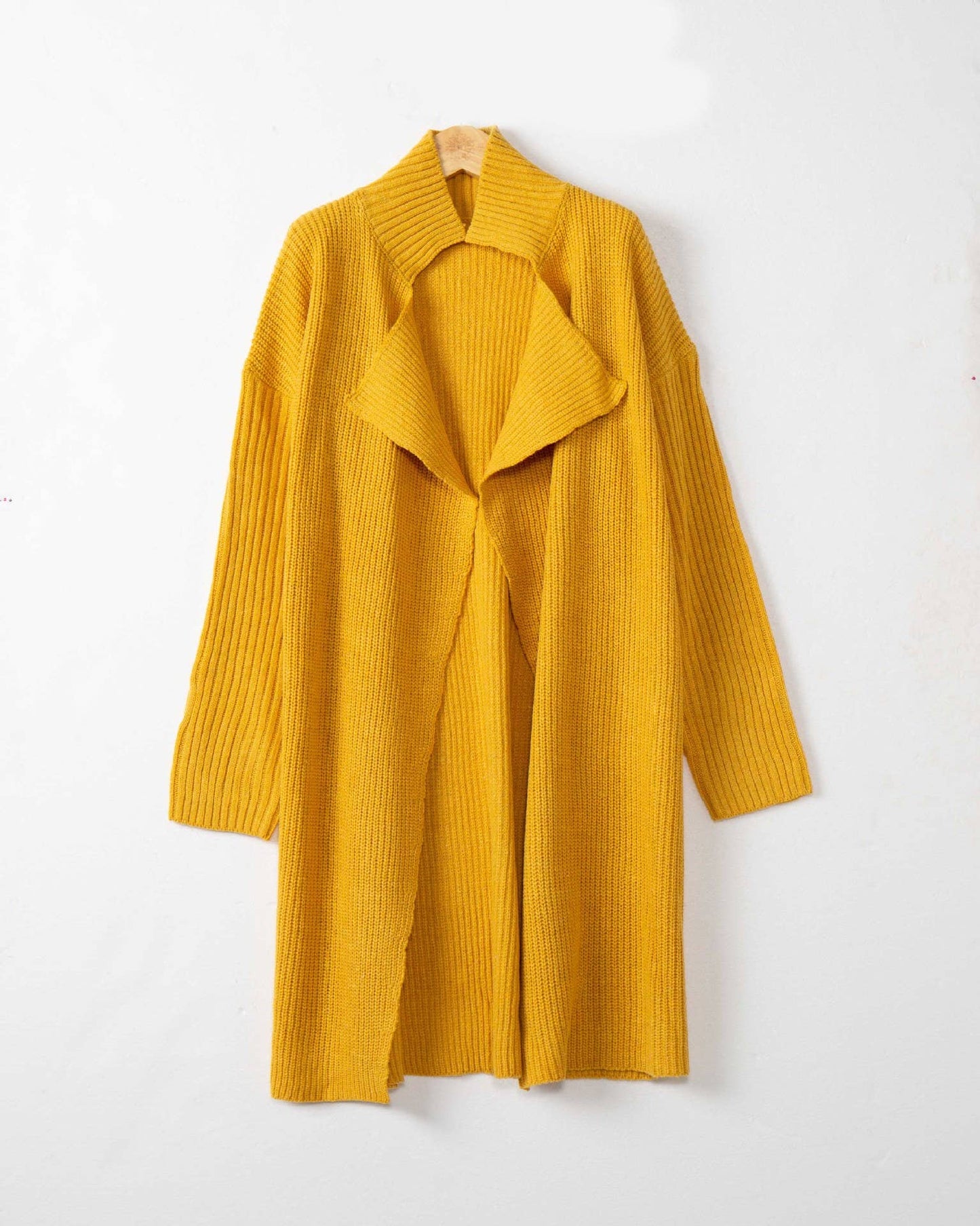LAPEL LOOSE KNIT MID-LENGTH TRENCH CARDIGAN