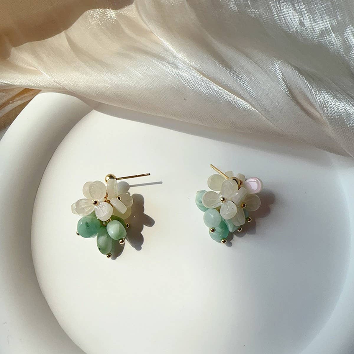 EARRINGS AND MINT HERB NECKLACE SET