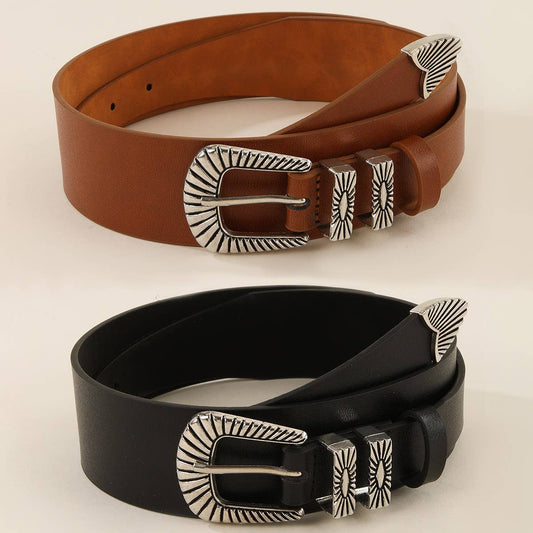 ALL-MATCH DECORATIVE RETRO NICHE BLACK TPE BELT_CWMM3946