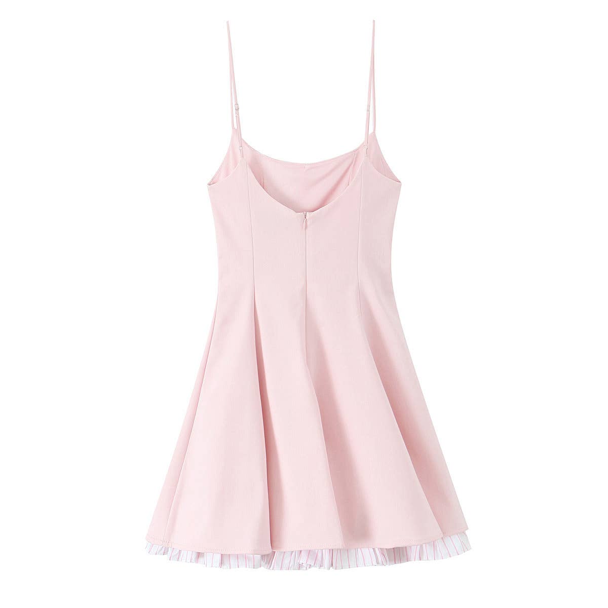 A short halter dress with striped patchwork