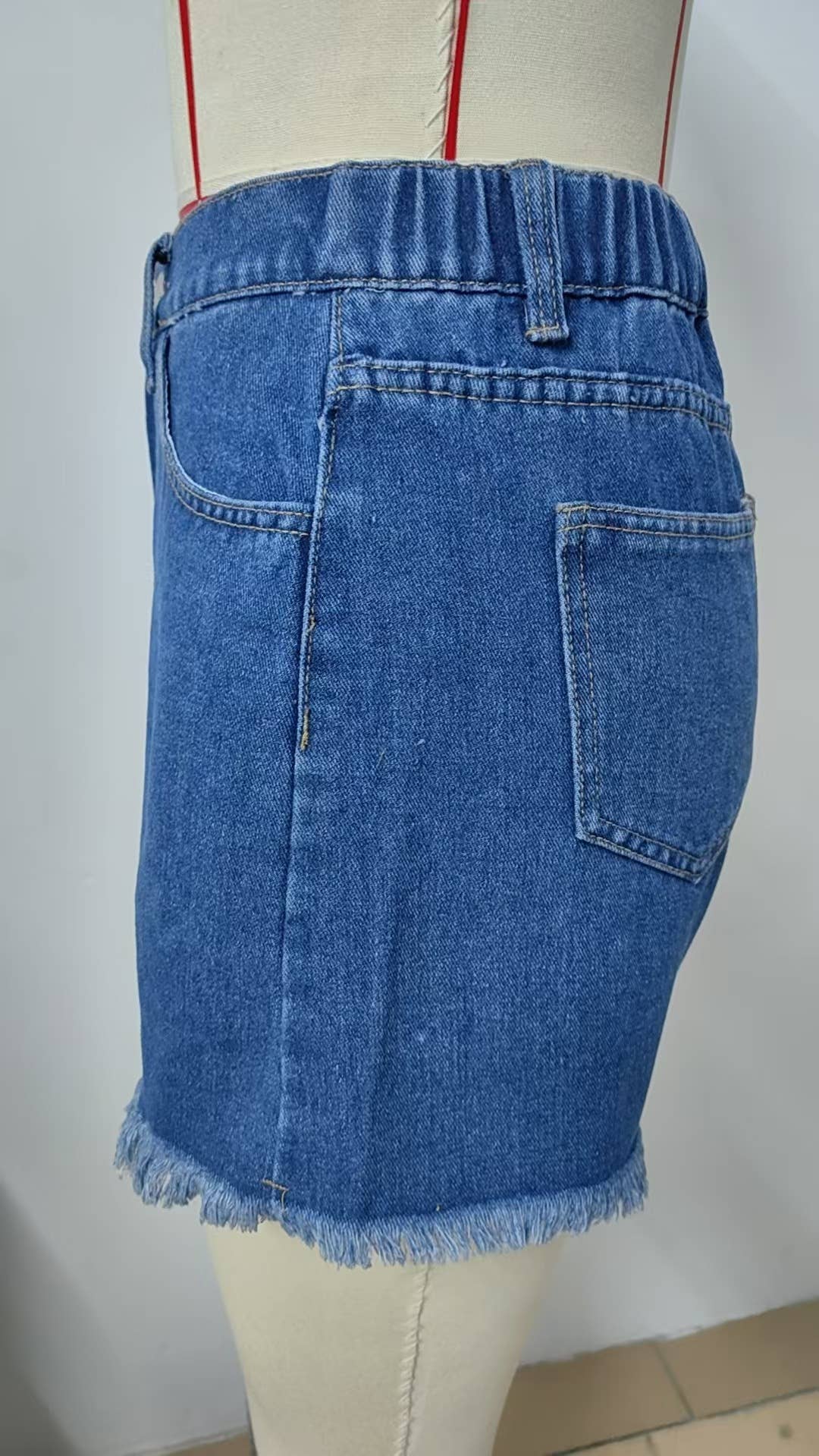 Washed Slim Fit Denim Shorts