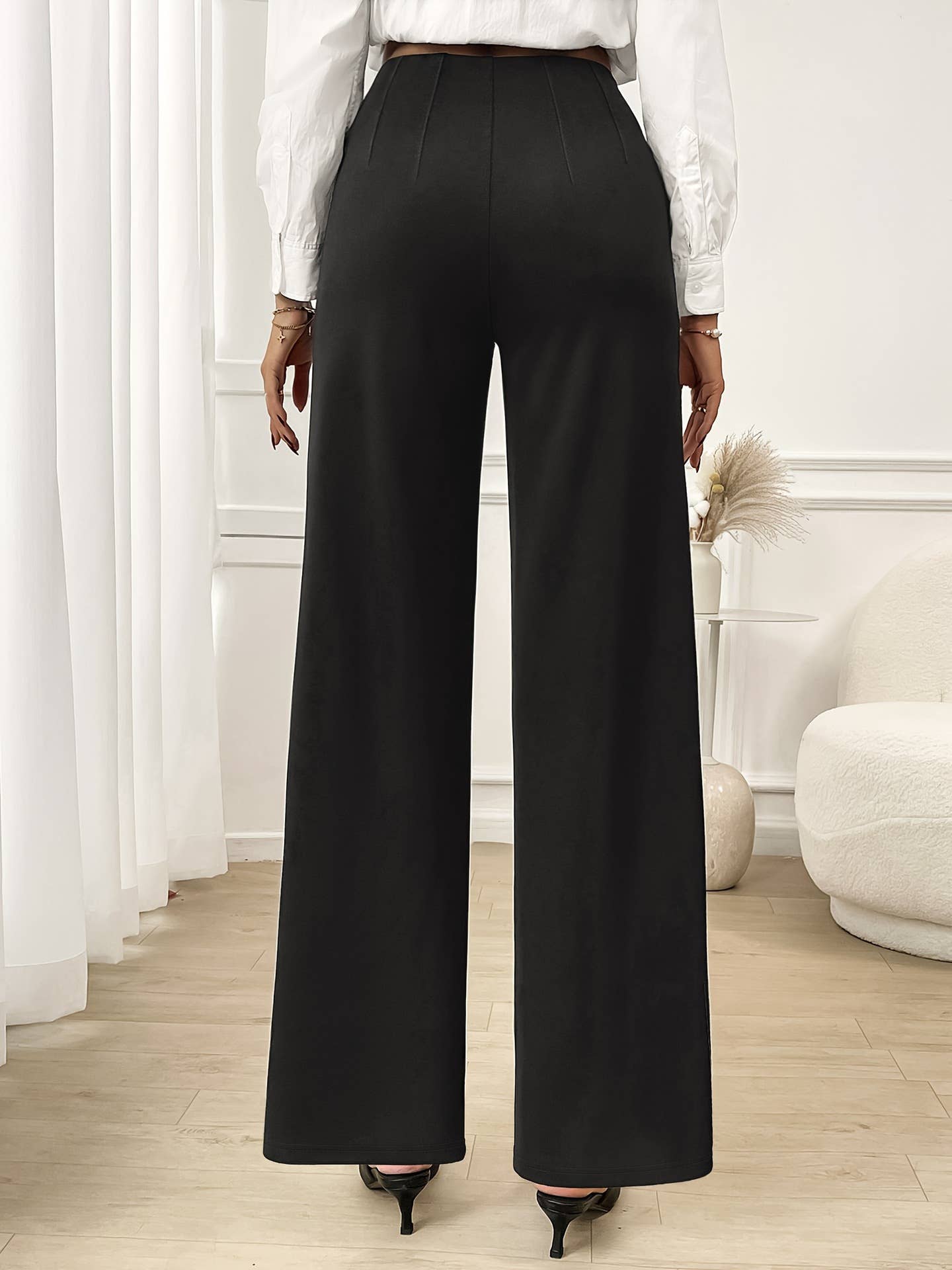Fashion wide leg pants straight stretch trousers