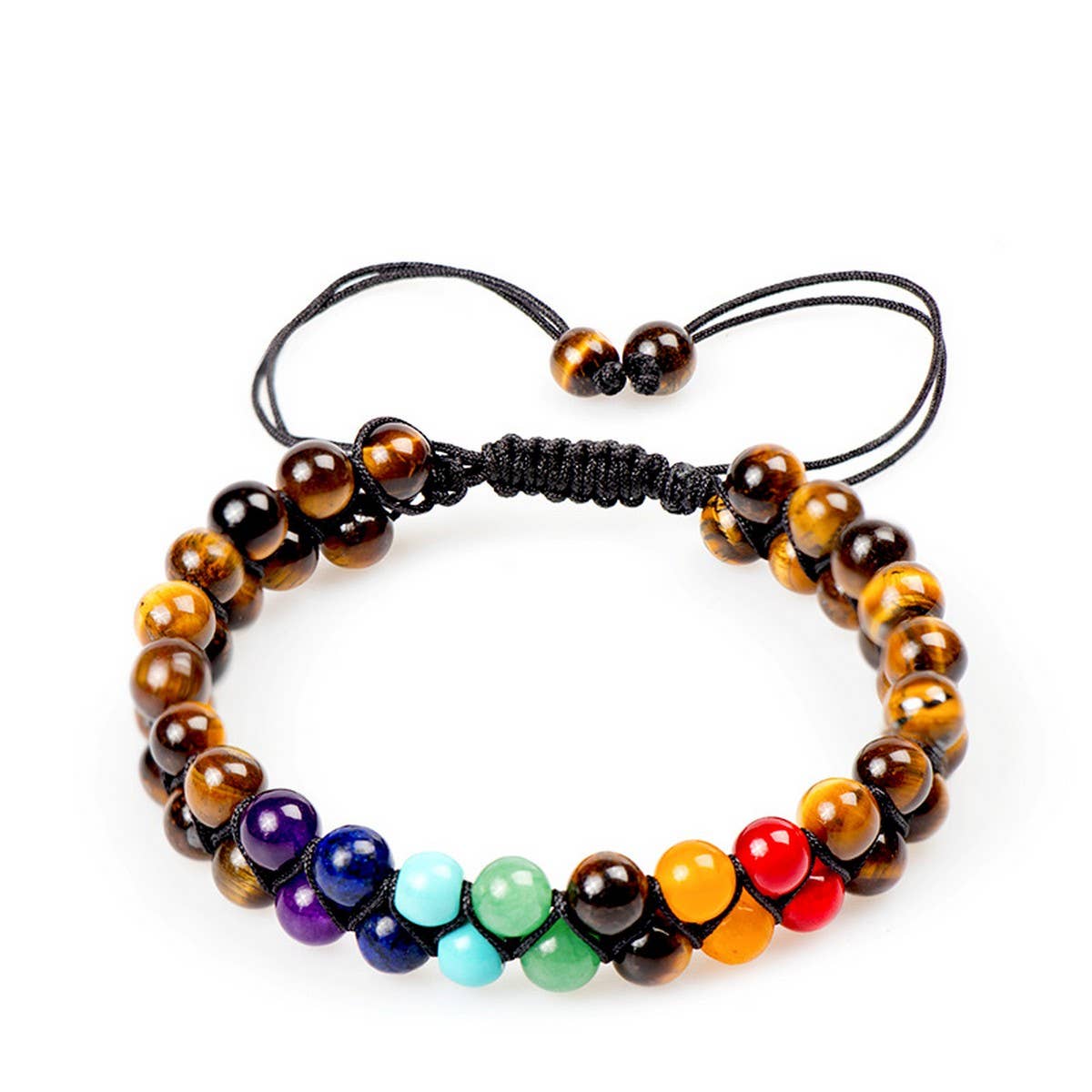 TIGER EYE COLORFUL FROSTED STONE BRACELET