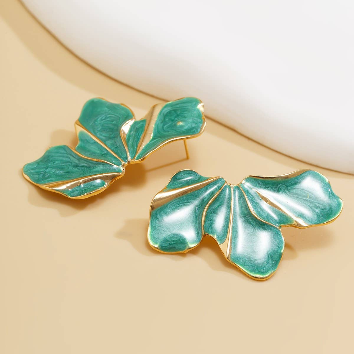 SWEET GRADIENT OIL DROP FLOWER ALLOY EARRINGS