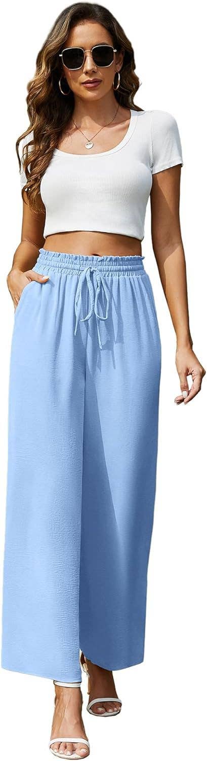 Loose high-waisted and wide-leg trousers