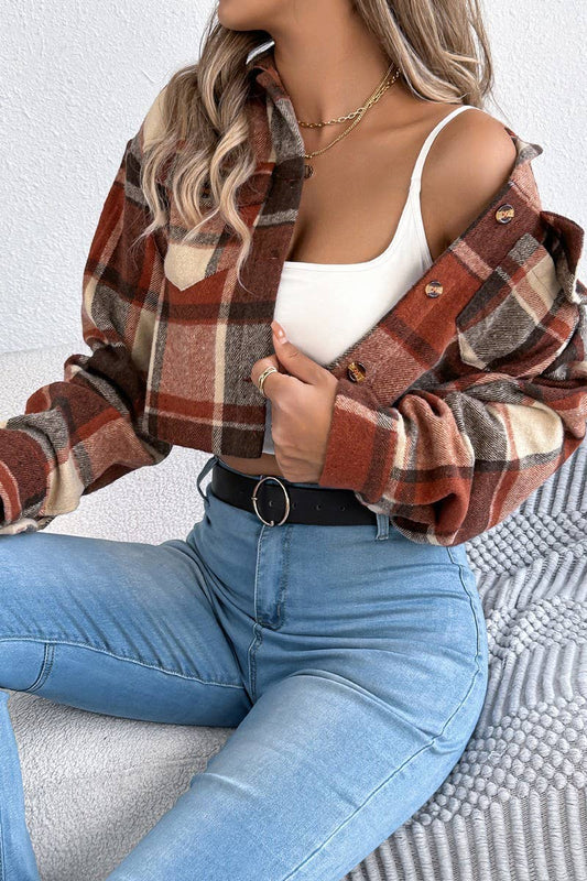 CWOCO1214_COLORBLOCK PLAID  BLEND CROPPED JACKET