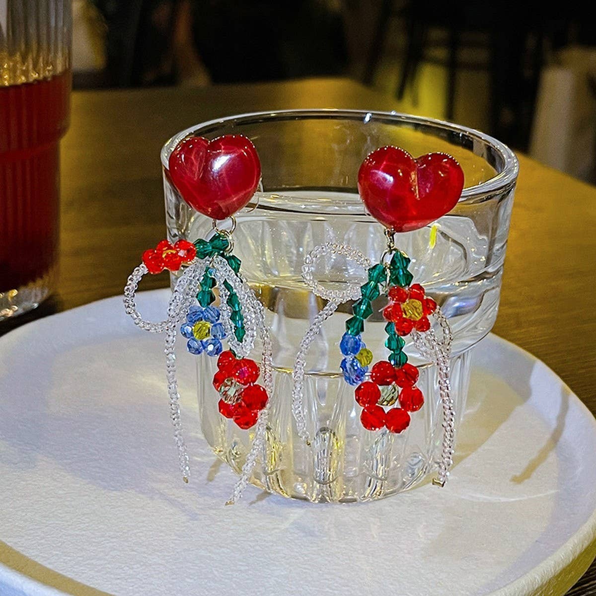 LOVE HEART FLOWER BOWKNOT CUTE FASHION EARRINGS