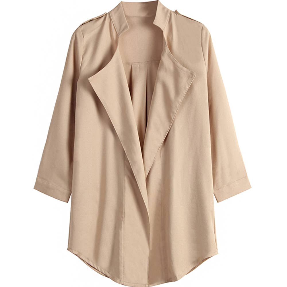 LAPEL CARDIGAN STYLE LONG SLEEVE TRENCH COAT