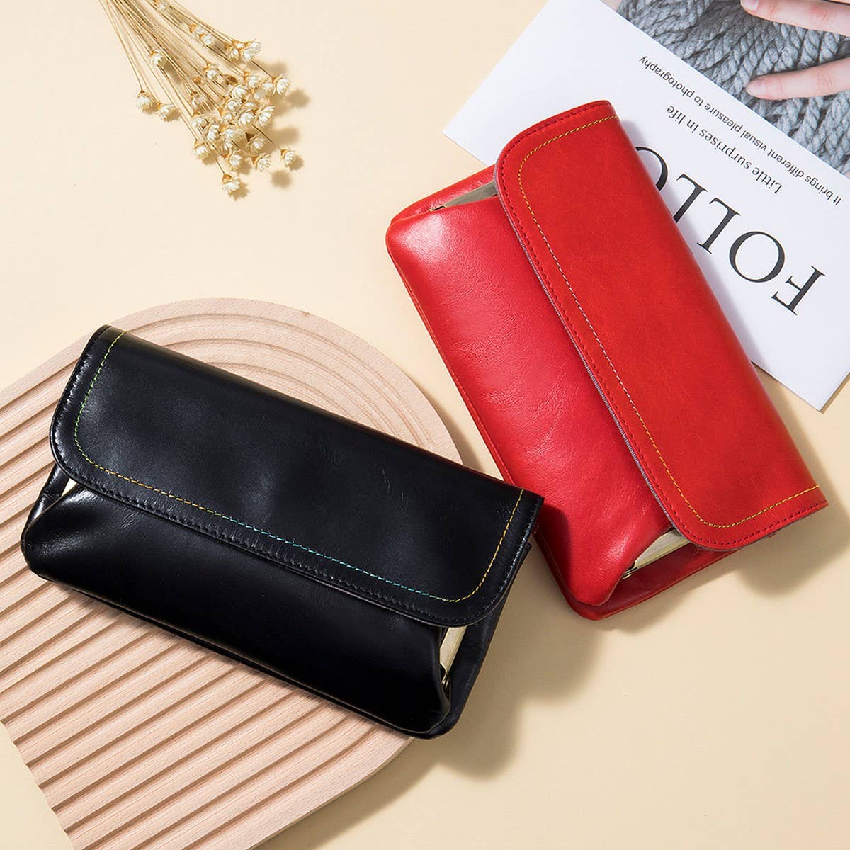 RETRO FASHION FIRST LAYER WAXED LEATHER WALLET_CWAB3789