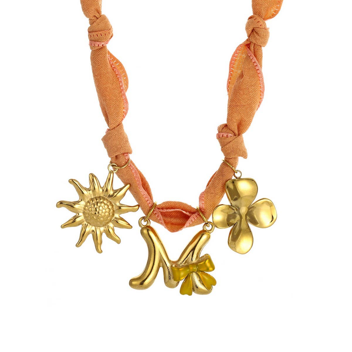 Colorful Scarf Necklace with Fruit Charms