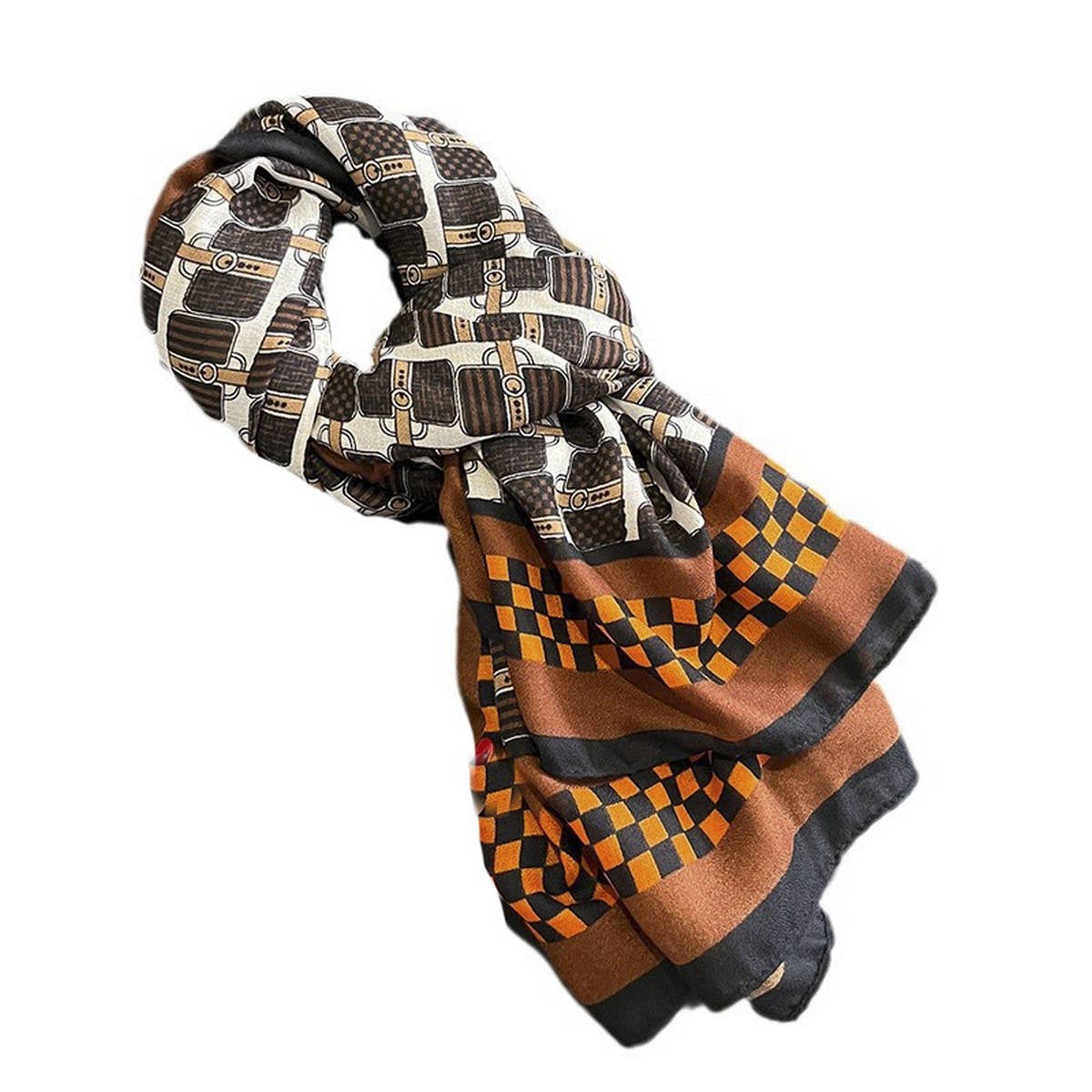 NEW FASHION LETTER CONTRAST COLOR SILK SCARF