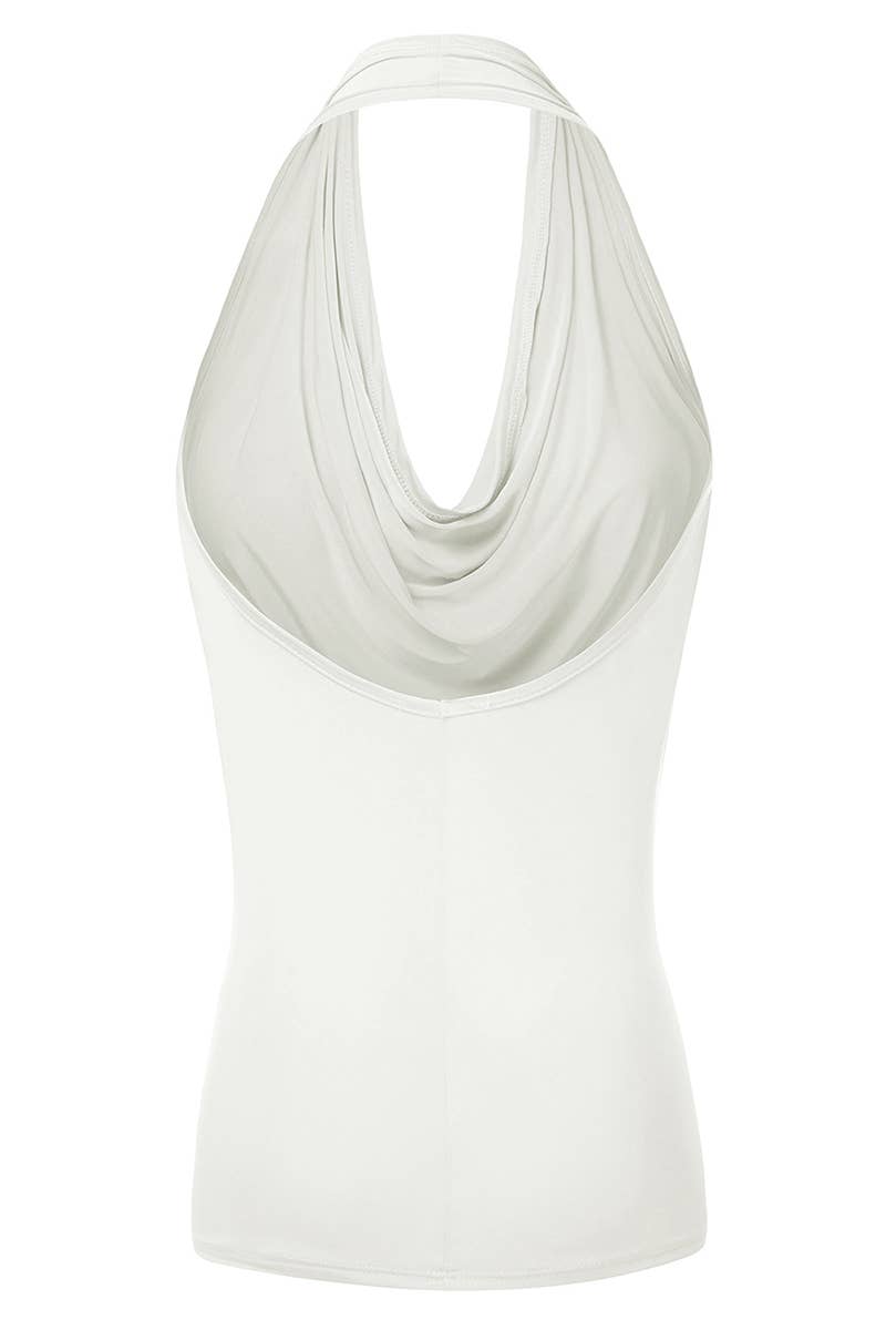 AWTHT028_Halter Neck Draped Front Open Back Top