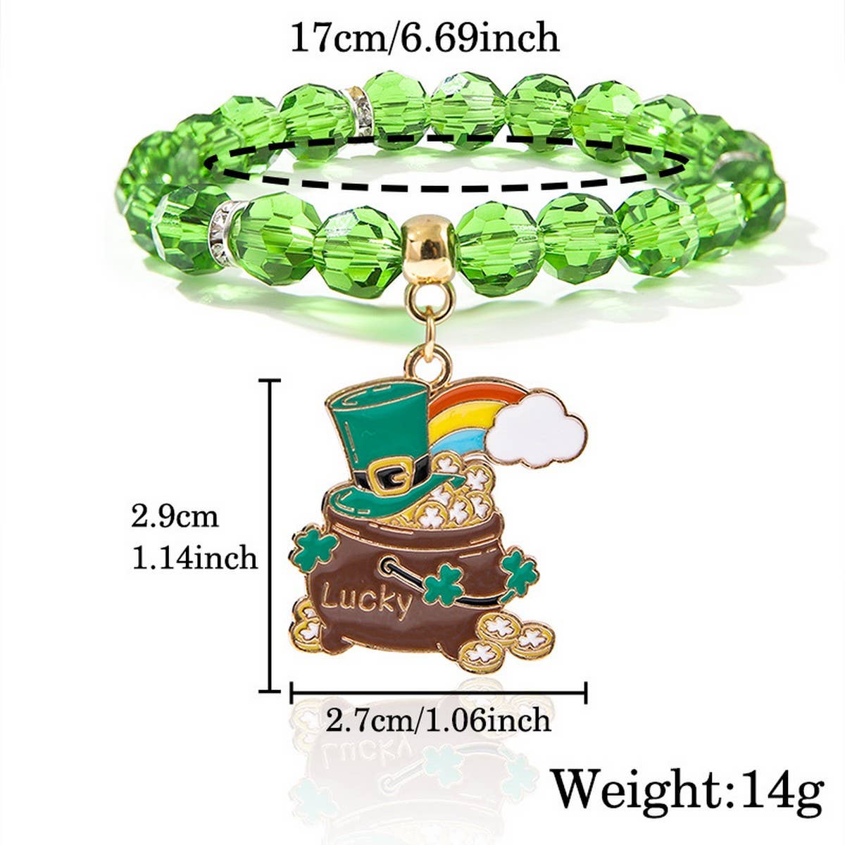 ST. PATRICK'S DAY IMITATION PEARL ACRYLIC BRACELET_CWMM3508