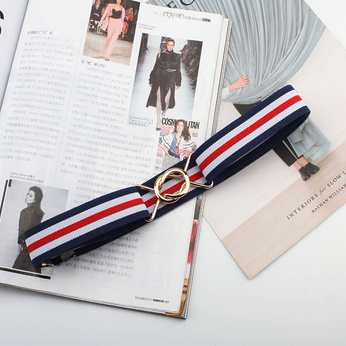 CWABE0549_PERFORATION FREE METAL ROUND BUCKLE ELASTIC BELT