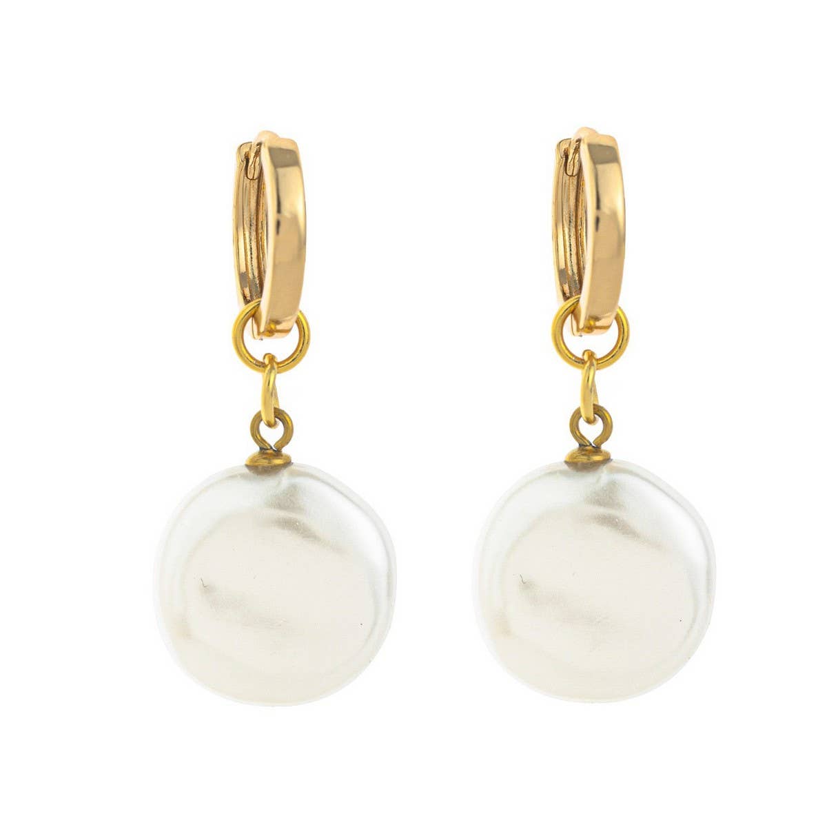 Irregular Pearl Design Trendy 18K Gold Earrings