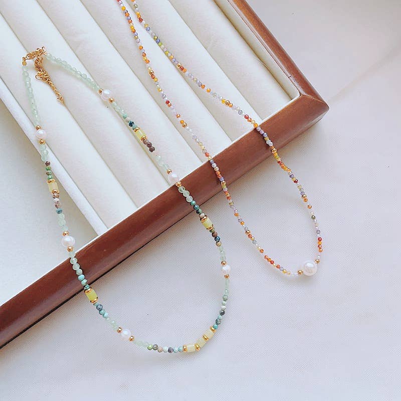 Baroque pearl natural stone necklace