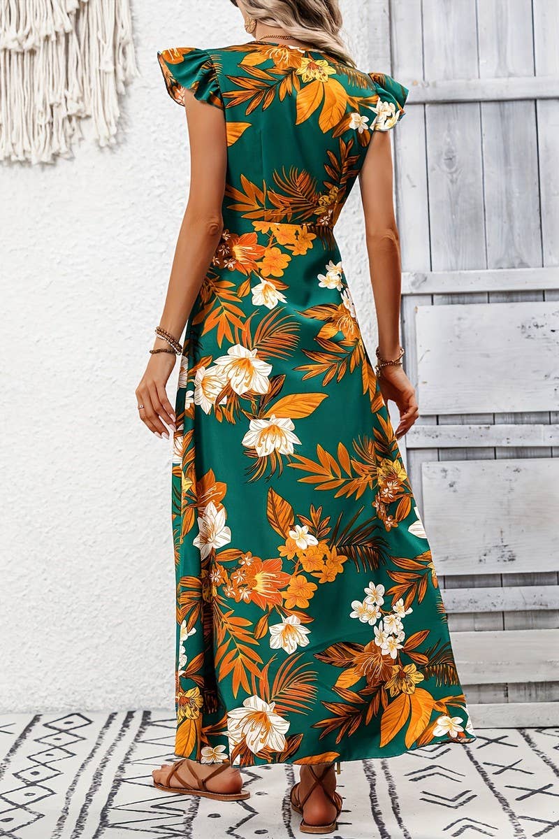 CWDMD5341_SUMMER FLORAL SLIT HEM MIDI SUNDRESS