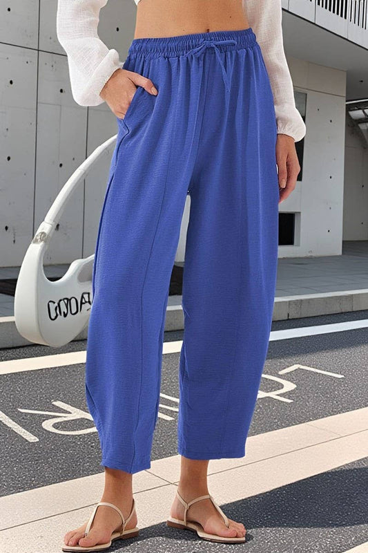 CWBLP01036_HIGH WAIST DRAWSTRING POCKET CROPPED PANTS