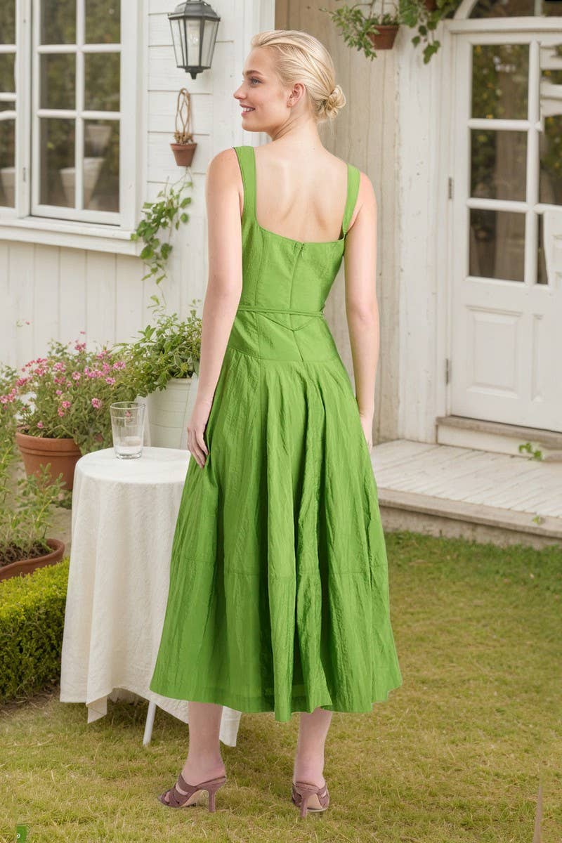 CWDMD6417_SQUARE NECK SATIN TIE MIDI SLIP DRESS