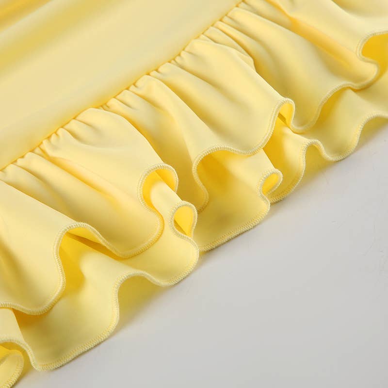 Ruffled halter top hip skirt two-piece set