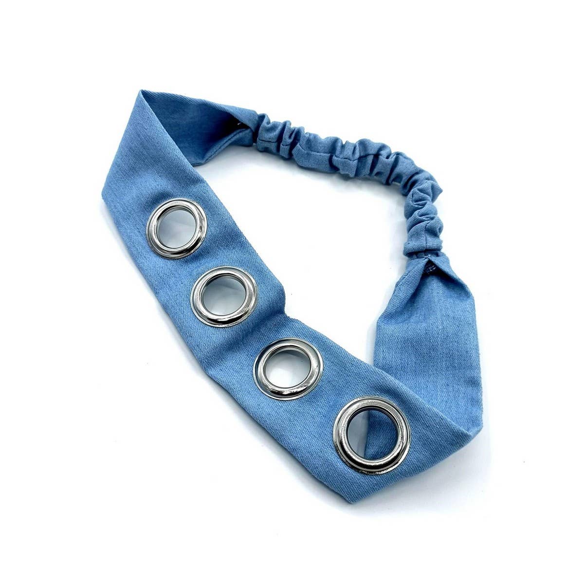 Denim Punk Headwrap with Metal Studs