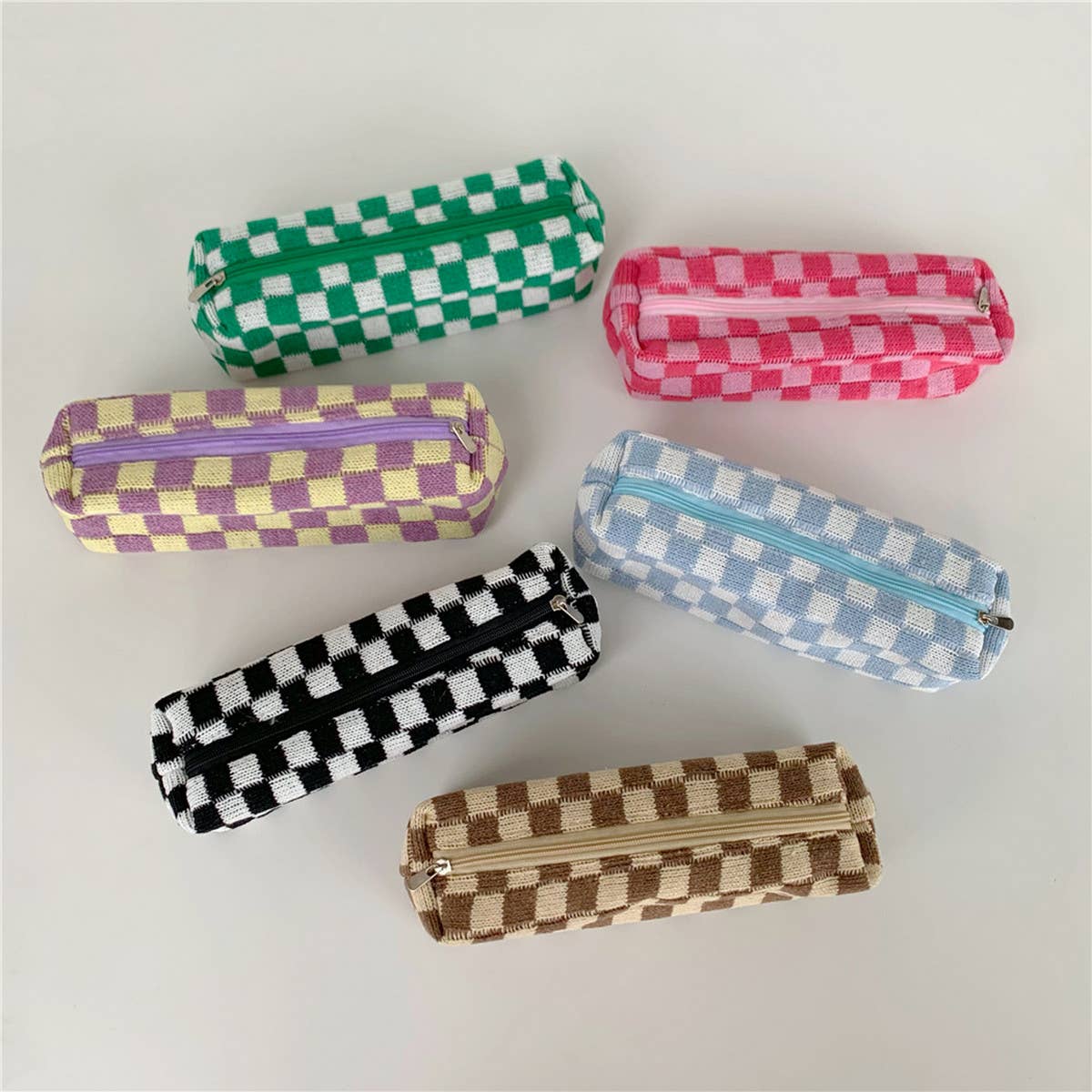SIMPLE CHESSBOARD PLAID PENCIL CASE COSMETIC BAG_CWAB1042