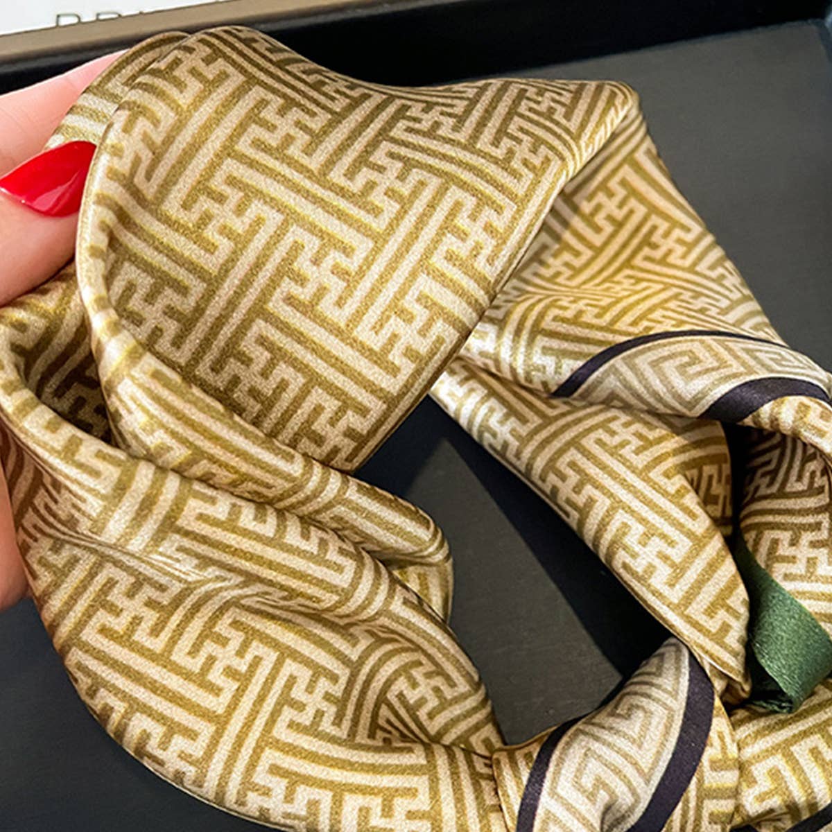 Silk Square Scarf - Maze Print Summer Wrap